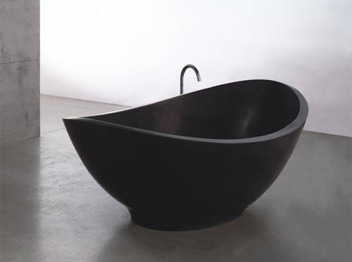 freistehend Badewanne Lavasca Mini, Design by Matteo Tun, freistehende Badewanne aus Cristalplant schwarz, LAMI 027, Gr��e 180x100x48/62cm, Farbe schwarz matt