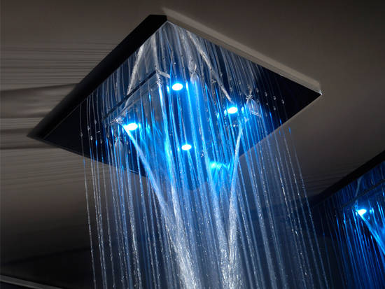 Private Wellness Colour Deckenbrause, Gr��e 500 x 500 mm, mit LED-Farblicht, Funktionen Regenfall, Wasserfall, Neblel-Spr�hregen, Gessi Rubinetteria art. 32818.238 Edelstahl hochglanzpoliert (chrom)