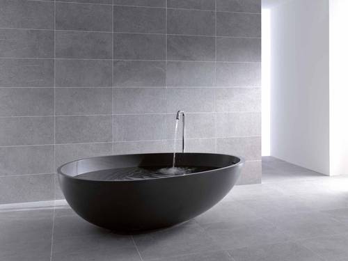 Vov freistehende Badewanne oval schwarz, 1700x1200mm, inkl Ablaufgarnitur, in K-Plan gefertigt