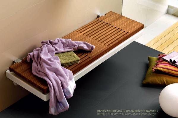G-Full by Sanikal & Hatria, WC-Bidet-Kombination mit TeakHolz-Sitzbank, Gr��e 1400x500cm, in geschlossenem Zustand, die klappbare Holzabdeckung ist mit einer Fallbremse ausgestattet was das �ffnen und schliessen erleichtert, die Sitzfl�che ist auch ideal als Ablagefl�che nutzbar.