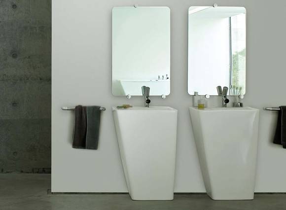 Il Bagno Alessi dOt, Waschtisch-S�ule aus Sanit�rkeramik, Gr��e 590x490mm H�he 900mm, mit Ab- und �berlaufsystem Clou, Artikel-Nr. 81190.2