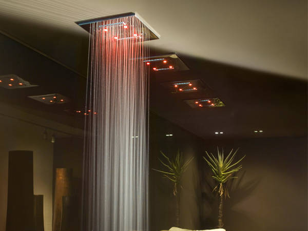 Regenbrausen, Private Wellness Colour, Gr��e 500 x 500 mm, mit LED-Farblicht, Funktionen: Regenfall, Wasserfall, Nebel-Spr�hregen, art. 32855 (UP-Teile) + art. 32927.238 (Sichtteile), Edelstahl hochglanzpoliert (chrom)