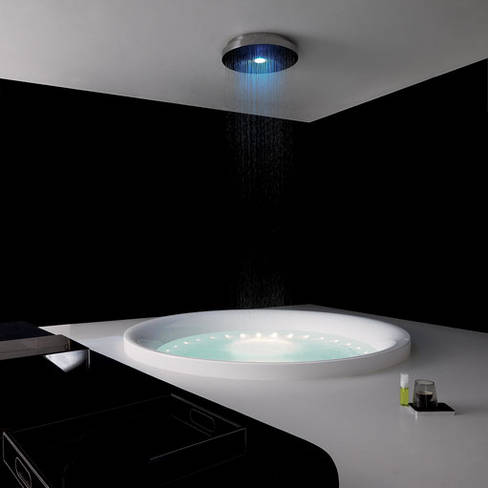 runde Einbau-Badewanne Geo 180 build in, Design Ludovica & Roberto Palomba, runde Badewanne mit Farblicht-Anlage, Gr��e �1800mm x 550mm, mit Decken-Tellerbrause �500mm mit Halogenleuchte, art. Z94197