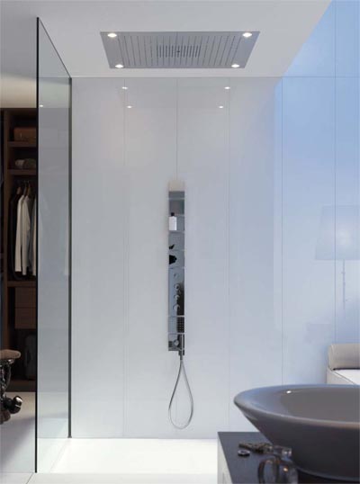 Axor Hansgrohe, Starck ShowerHeaven Deckenbrause 970x970mm mit Licht, art. 10623800, zwei verschiedene Gr��en und drei Strahlarten, kombiniert mit Starck ShowerCollection Armaturengruppe