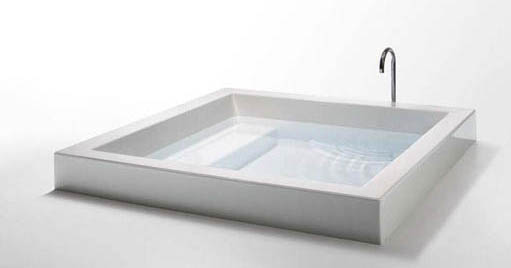 Badewanne Grande Quadra Step, Design by ps+a Palomba Serafini Associati, Badewanne mit Sitzbank, Gr��e 180x180x60cm, Farbe wei�