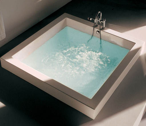 Grande Quadra, Kos Italia, Design Ludovica & Roberto Palomba, Badewanne mit Whirlsystem, Gr��e 1800x1800x600mm, Farbe wei�